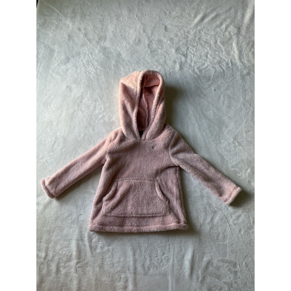 CARTER'S LOT OF 2- Pink Faux Fleece Fur hoodie & White Button Up top 18 Months